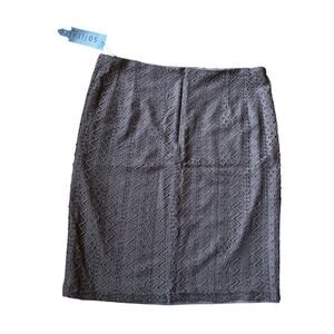 Solitaire Brown Taupe Lace Pencil Mini Skirt Size L 90's Y2K Stretch Festival